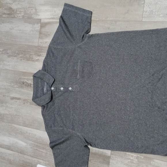 NWOT Mens Cypress Club Gray Heathered Short Sleeve Pocket Collared Dress Shirt L - Picture 1 of 4